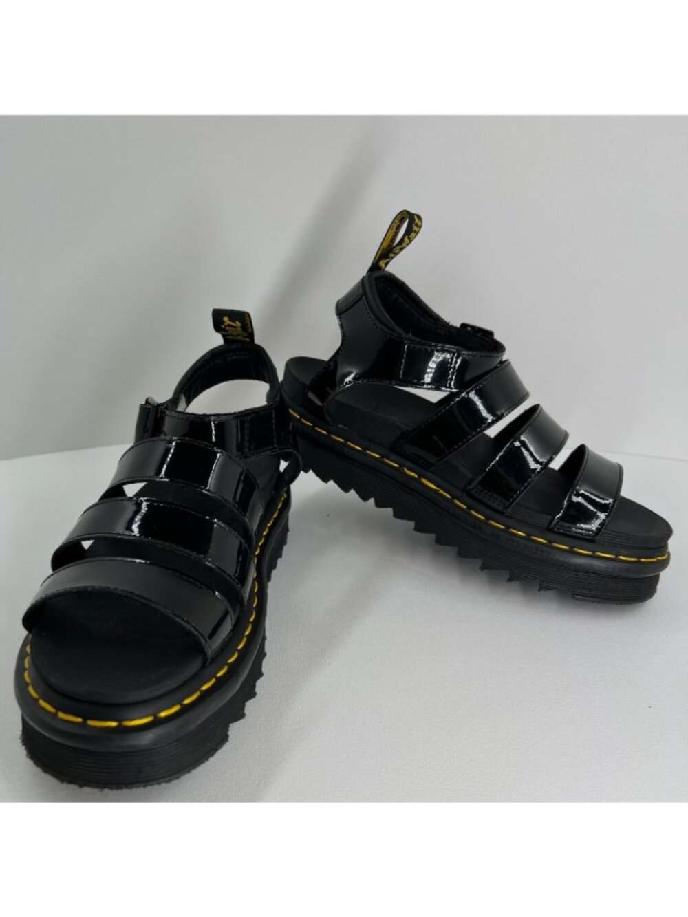 Dr. Martens Blaire Patent Leather Platform Sandals US 8 Adjustable Strappy Black - Picture 6 of 13